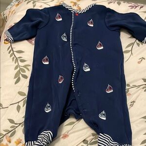 Little Me Blue and Red Footies One Piece